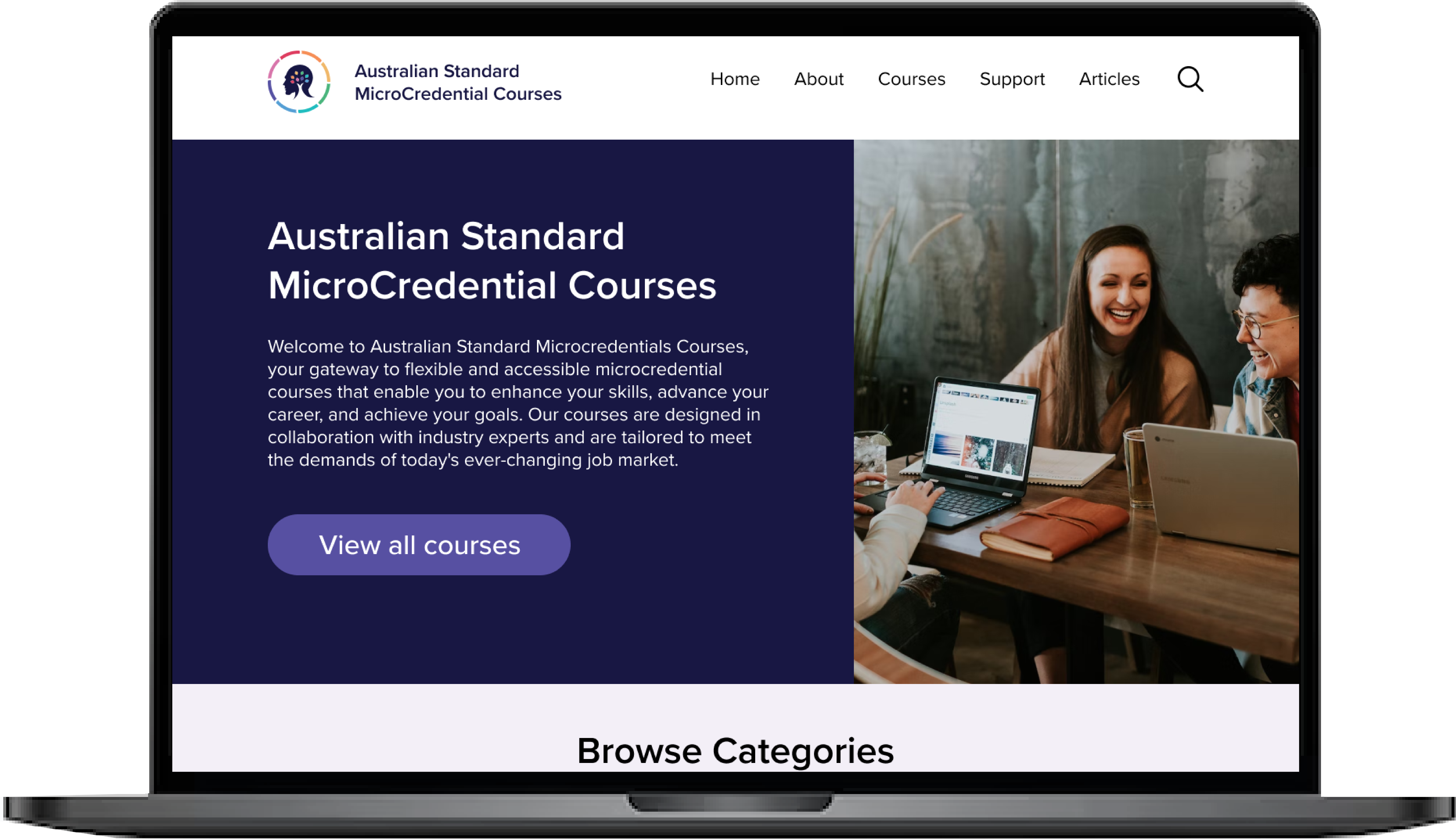 Aus MicroCred Courses landing page